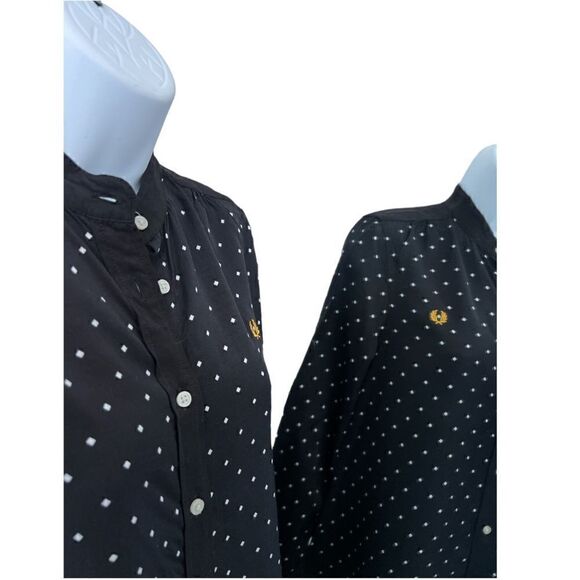 FREDPERRY Ladies Diamond Print Shirt Color Black Size 4 - Picture 4 of 6